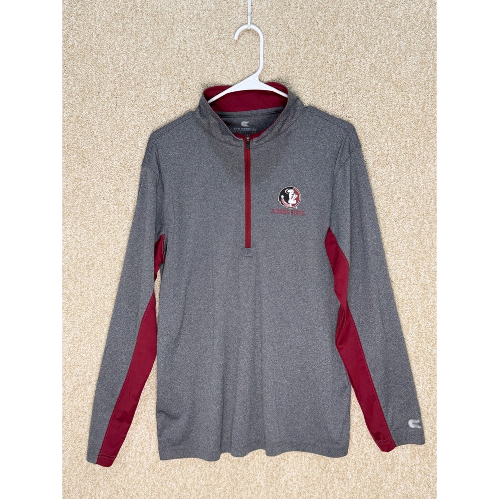 Colosseum Florida State Seminoles FSU Heather Gray Quarter Zip Pullover M